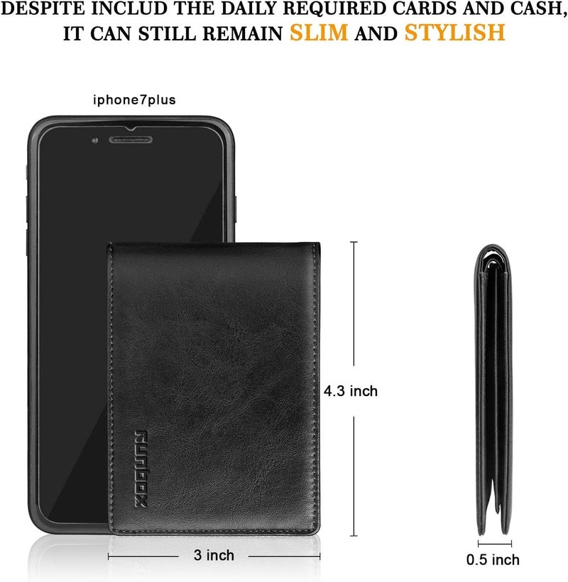 RUNBOX Wallet for Men Slim Rfid Leather 2 ID Window With Gift Box | Slim, Rfid, 2 ID Window, With Gift Box, Slim, Rfid - Image 3